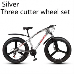 xmb Fat Tyre Mountain Bike xmb Silver three cutter wheel set Adult off-road bicycles, men and women mountain bikes with full suspension, fat tires high carbon steel suspension youth men and women mountain bikes (27-speed)