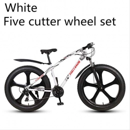 xmb White five-cutter wheel set Adult off-road bicycles, men and women mountain bikes with full suspension, fat tires high carbon steel suspension youth men and women mountain bikes (27-speed)