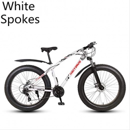 xmb Fat Tyre Mountain Bike xmb White spokes Adult off-road bicycles, men and women mountain bikes with full suspension, fat tires high carbon steel suspension youth men and women mountain bikes (24-speed)