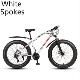 xmb Fat Tyre Mountain Bike xmb White spokes Adult off-road bicycles, men and women mountain bikes with full suspension, fat tires high carbon steel suspension youth men and women mountain bikes (27-speed)