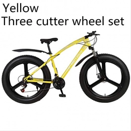 xmb Fat Tyre Mountain Bike xmb Yellow three cutter wheel set Adult off-road bicycles, men and women mountain bikes with full suspension, fat tires high carbon steel suspension youth men and women mountain bikes (24-speed)