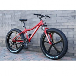 XNEQ Bike XNEQ 26 Inch Variable Speed Mountain Bike, 4.0 Wide Tire Beach Snowmobile, 7 / 21 / 24 / 27 / 30 Speed, Removable, Red, 21