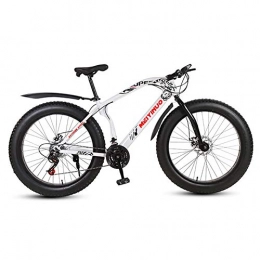 XNEQ Fat Tyre Mountain Bike XNEQ 26 Inch Wide Tire Snowmobile / ATV, Dual Disc Brake Off-Road Variable Speed Mountain Bike, 21-24-27 Speed, for Mens, Students, White, 24
