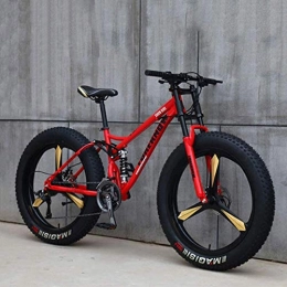 XRQ Bike XRQ Fat Tire Mens Mountain Bike 21 / 24 / 27 Speed Sports Cycling Bicycle Off Road Beach Mountain Bike Adult Super Wide Tires Men And Women Cycling Students, Red, 21Speed