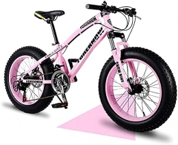 XUERUIGANG Fat Tyre Mountain Bike XUERUIGANG 20" / 24" / 26" Adult Mountain Bikes, Fat Tire Mountain Bike, Dual Suspension Frame and Suspension Fork All Terrain Mountain Bike, 21 Speed Multiple Colors (Color : Pink, Size : 26")