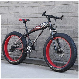 XXCZB Fat Tyre Mountain Bike XXCZB Fat Tire Hardtail Mountain Bikes with Front Suspension for Adults Men Women 4 wide tires Anti-Slip Mountain Bicycle High-carbon Steel Dual Disc Bike-24 Inch 21Speed_Black Red