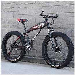 XXCZB Fat Tyre Mountain Bike XXCZB Fat Tire Hardtail Mountain Bikes with Front Suspension for Adults Men Women 4 wide tires Anti-Slip Mountain Bicycle High-carbon Steel Dual Disc Bike-24 Inch 21Speed_Black Red2