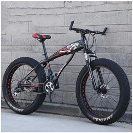 XXCZB Fat Tyre Mountain Bike XXCZB Fat Tire Hardtail Mountain Bikes with Front Suspension for Adults Men Women 4 wide tires Anti-Slip Mountain Bicycle High-carbon Steel Dual Disc Bike-24 Inch 21Speed_Black Red3