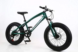 XZM Bike XZM 20 inch fat bike fat tire mountain bike Beach cruiser bicycle carbon steel disc brake, green, 21 speed