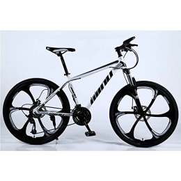 YGTMV Bike YGTMV 26 Inch Adult Mountain Bike, High Carbon Steel Shock Absorption 21 / 24 / 27 / 30 Speeds Disc Brakes Fat Bike 6 Knife Adult Outdoor Student Bicycle, Black, 21 speed