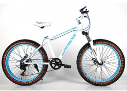 YOUSR Fat Tyre Mountain Bike YOUSR 26 inch fatbike 24 inch snow bike fork suspension for men and women White 26 inch 21 speed
