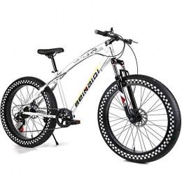 YOUSR Fat Tyre Mountain Bike YOUSR 26 Inch Fatbike Hardtail FS Disk Snow Bike With Full Suspension Men's Bicycle & Women's Bicycle Gray 26 inch 21 speed