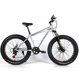 YOUSR Fat Tyre Mountain Bike YOUSR Bicycle fork suspension Dirt bicycle Shimano 21 gear shift Men's Bicycle & Women's Bicycle Silver 26 inch 27 speed