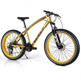 YOUSR Fat Tyre Mountain Bike YOUSR Bicycle Hardtail FS Disk Full Suspension Mountain Bike Fork suspension for men and women Gold 26 inch 30 speed