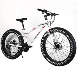 YOUSR Fat Tyre Mountain Bike YOUSR fat tire bike disc brake MTB hardtail fork suspension for men and women White 26 inch 30 speed