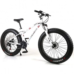 YOUSR Fat Tyre Mountain Bike YOUSR Hardtail MTB 24 inch Fat Bike Shimano 21 speed gear for men and women White 26 inch 21 speed