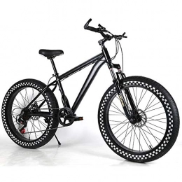 YOUSR Fat Tyre Mountain Bike YOUSR Hardtail MTB Fork Suspension Fat Bike With Full Suspension Men's Bicycle & Women's Bicycle Black 26 inch 7 speed