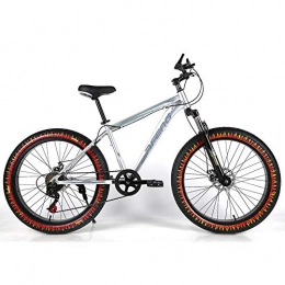 YOUSR Fat Tyre Mountain Bike YOUSR Kids Mountainbike Hardtail FS Disk Fat Bike With full suspension for men and women Silver 26 inch 30 speed