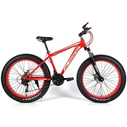YOUSR Fat Tyre Mountain Bike YOUSR Mountain Bicycle 21" Frame Mens Bike Folding Unisex's Red 26 inch 7 speed