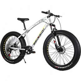 YOUSR Fat Tyre Mountain Bike YOUSR Mountain Bicycle Snow Bike Mens Bike 26" Wheel Unisex's Silver 26 inch 24 speed