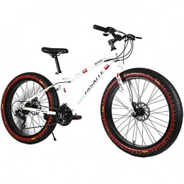 YOUSR Fat Tyre Mountain Bike YOUSR Mountain Bicycles 21" Frame Mountain Bicycles Lightweight For Men And Women White 26 inch 21 speed