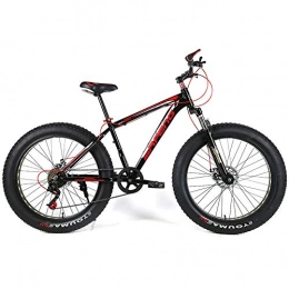 YOUSR Fat Tyre Mountain Bike YOUSR Mountain Bicycles Dual Disc Brake Mens Bike Lightweight For Men And Women Red black 26 inch 21 speed