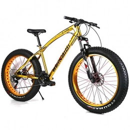 YOUSR Fat Tyre Mountain Bike YOUSR Mountain Bikes Front And Rear Disc Brake Mountain Bicycles 26" Wheel Unisex's Gold 26 inch 7 speed