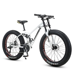YUEGOO Fat Tyre Mountain Bike YUEGOO Thick Wheel Premium Mountain Bike - Adult Fat Tire Trail for Boys, Girls, Men and Women Speed Gear, High-Carbon Steel Frame, K Green / White / 26Inch 30Speed