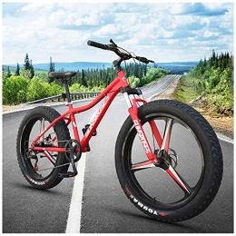 YXYLD 26 Inch Fat Tire Mountain Bikes, Hardtail Mountain Bike, Dual disc brake and Suspension Fork All Terrain Mountain Bike,Red 6 Spoke,Adult MTB with Adjustable Seat