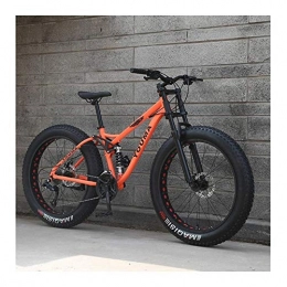 YYF 26 Inch Mountain Trail Bike Adult Boys Girls Fat Tire Mountain Bikes Dual Disc Brake Bicycle High-Carbon Steel Frame, Anti-Slip Bikes,Orange,27 Speed (Color : A)