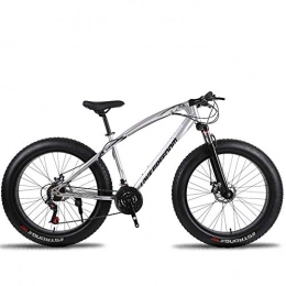 ZGQA-GQA Outdoor sports Fat Bike, 26 inch cross country mountain bike 7 speed beach snow mountain 4.0 big tires adult outdoor riding (Color : Silver)