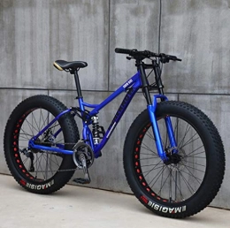 ZHNA Fat Tyre Mountain Bike ZHNA Adult Mountain Bikes, 24 Inch Fat Tire Hardtail Mountain Bike, Dual Suspension Frame and Suspension Fork All Terrain Mountain Bike (Color : Blue, Size : 27 Speed)