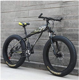 ZHNA Fat Tyre Mountain Bike ZHNA Adult Mountain Bikes, Boys Girls Fat Tire Mountain Trail Bike, Dual Disc Brake Hardtail Mountain Bike, High-carbon Steel Frame, Bicycle (Color : Yellow B, Size : 24 Inch 21 Speed)