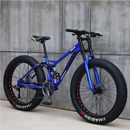ZTIANR Fat Tyre Mountain Bike ZTIANR Mountain Bicycle, 24" 26" Adult Mountain Bikes, 4.0 Fat Tire Dual-Suspension Mountain Bicycle, High-Carbon Steel Frame 21 / 24 / 27 Speed, Blue, 24"21 speed