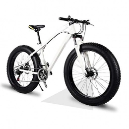 ZXL Fat Tire Mountain Bike Mens, 24 speed, 27 speed Beach Bike, Double Disc Brake 20 Inch Cruiser Bikes, 4.0 wide Wheels, Adult Snow Bicycle,White,27 speed