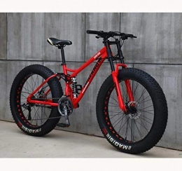 ZXL Fat Tyre Mountain Bike ZXL Mountain Bike for Teens of Adults Men and Women, High Carbon Steel Frame, Soft Tail Dual Suspension, Mechanical Disc Brake, 24 / 26×5.1 inch Fat Tire, Red, 26 inch 27 Speed, Red, 26 inch 27 Speed