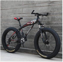ZYLE Fat Tyre Mountain Bike ZYLE Adult Mountain Bikes, Boys Girls Fat Tire Mountain Trail Bike, Dual Disc Brake Hardtail Mountain Bike, High-carbon Steel Frame, Bicycle (Color : Red B, Size : 24 Inch 21 Speed)