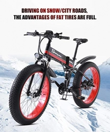 Anda Folding Electric Mountain Bike 1000W Electric Bike 48V Mens Mountain Adult E-Bike Lithium Battery Aluminum Alloy E-Bicycle 21 Speed 26In Fat Tire Road Bicycle Snow Bikes with Hydraulic Disc Brakes And Full Suspension Fork