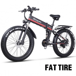 Shengmilo-MX01 Folding Electric Mountain Bike 1000W Fat Electric Bike 48V Mens Mountain E bike 21 Speeds 26 inch Fat Tire Road Bicycle Snow Bike Pedals with Hydraulic Disc Brakes and Full Suspension Fork (Removable Lithium Battery)