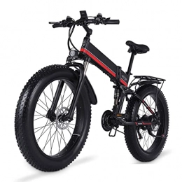 Electric oven Folding Electric Mountain Bike 1000W Folding Electric Bike for Adults 26" Fat Tire Mountain Beach Snow Bicycles 21 Speed Gear E-Bike with Detachable Lithium Battery 48V 12.8AH Up to 24.8MPH (Color : Red, Size : 1000W)