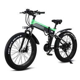 Electric oven Folding Electric Mountain Bike 20” Fat Tire Folding Ebike 1000W, with 48V12.8AH Lithium Battery Electric Bike 21 Speed Gear Mountain Foldable Electric Bicycle for Adults (Color : Green)