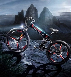 AKEFG Folding Electric Mountain Bike 2020 Upgraded Electric Mountain Bike, 350W 26'' Electric Bicycle with Removable 48V 13AH Lithium-Ion Battery for Adults, 21 Speed Shifter