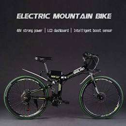 AKEFG Folding Electric Mountain Bike 2020 Upgraded Electric Mountain Bike, 350W 26'' Electric Bicycle with Removable 48V 20AH Lithium-Ion Battery for Adults, 21 Speed Shifter