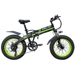 SNDDC Folding Electric Mountain Bike 20Inch Electric Mountain Bike 48V Lithium Battery Hidden Frame 3500W High Speed Motor Max Speed 30Km / H Soft Tail Ebike, Green, 20inch