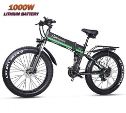 SUSU Folding Electric Mountain Bike 21 Speed Fat Tire Electric Bicycle Snow Bike 26 Inch Motorcycle E Bike 1000w 48v Electric Folding Bike Mountain Adult Bicycle Brake Type Front And Rear Disc Brakes Black+Green