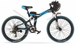 FFSM Folding Electric Mountain Bike 24 inches, 48V 12AH 240W Pedal Assist Electrical Folding Bicycle, Full Suspension, Disc Brakes, E Bike, Mountain Bike (Color : Black White, Size : Plus 1 Spared Battery) plm46 (Color : Black Blue)