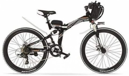 FFSM Folding Electric Mountain Bike 24 inches, 48V 12AH 240W Pedal Assist Electrical Folding Bicycle, Full Suspension, Disc Brakes, E Bike, Mountain Bike (Color : Black White, Size : Plus 1 Spared Battery) plm46 (Color : Black Gray)