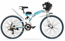 FFSM Folding Electric Mountain Bike 24 inches, 48V 12AH 240W Pedal Assist Electrical Folding Bicycle, Full Suspension, Disc Brakes, E Bike, Mountain Bike (Color : Black White, Size : Plus 1 Spared Battery) plm46 (Color : White Blue)