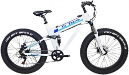 FFSM Folding Electric Mountain Bike 26"*4.0 Fat Tire Electric Mountain Bicycle, 350W / 500W Motor, 7 Speed Snow Bike, Front Rear Suspension (Color : White, Size : 500W 14Ah+1 Spare Battrey) plm46 (Color : White)