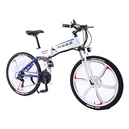 WRJY Folding Electric Mountain Bike 26" Electric Adults Mountain Bike 36V 8Ah Professional Ebike with 350W Motor and Smart Display Men Electric Bicycle 27 Speed Transmission Gears White